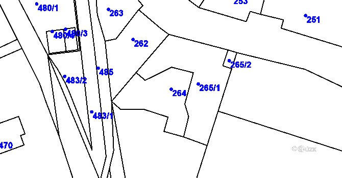 Parcela st. 264 v KÚ Drahůnky, Katastrální mapa