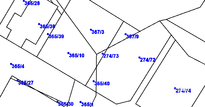 Parcela st. 274/73 v KÚ Drahůnky, Katastrální mapa