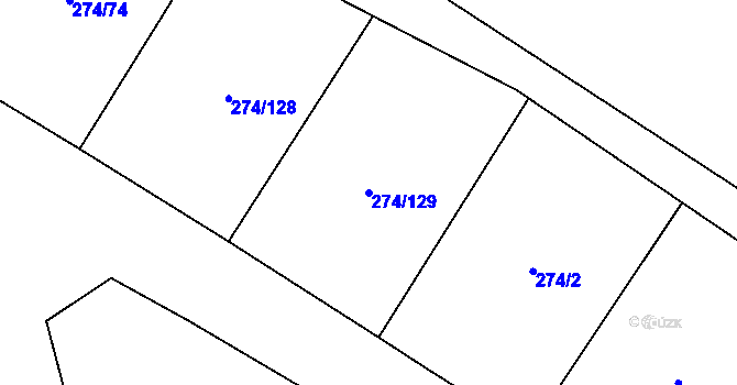 Parcela st. 274/129 v KÚ Drahůnky, Katastrální mapa