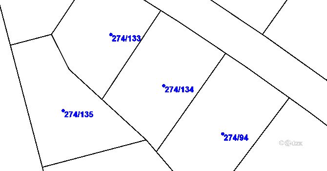 Parcela st. 274/134 v KÚ Drahůnky, Katastrální mapa