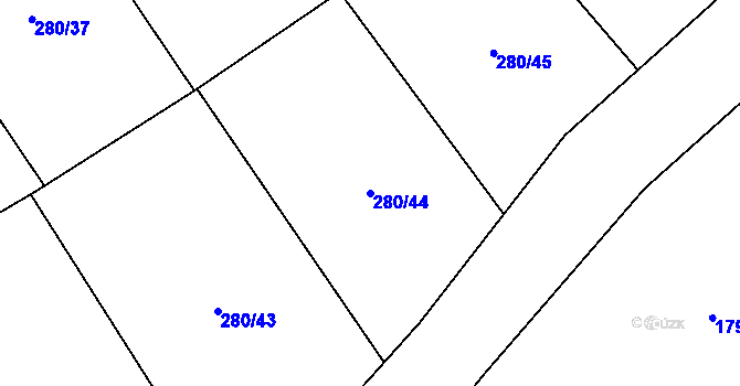 Parcela st. 280/44 v KÚ Drahůnky, Katastrální mapa