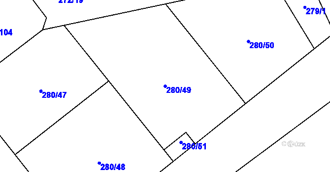 Parcela st. 280/49 v KÚ Drahůnky, Katastrální mapa
