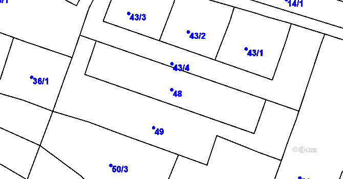 Parcela st. 48 v KÚ Dubí-Pozorka, Katastrální mapa