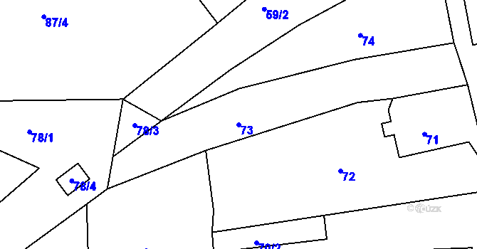 Parcela st. 73 v KÚ Dubí-Pozorka, Katastrální mapa