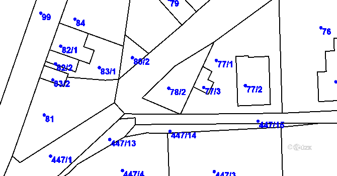 Parcela st. 78/2 v KÚ Dubí-Pozorka, Katastrální mapa
