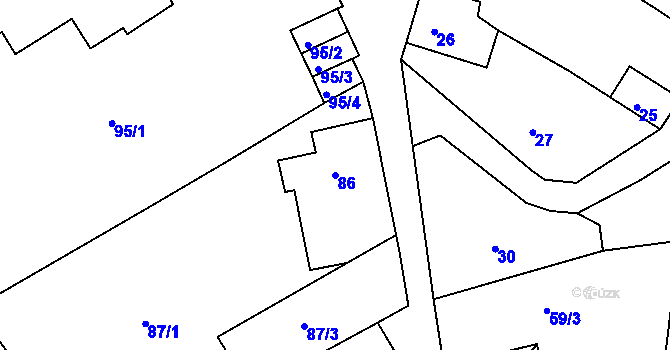 Parcela st. 86 v KÚ Dubí-Pozorka, Katastrální mapa