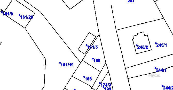Parcela st. 161/5 v KÚ Dubí-Pozorka, Katastrální mapa