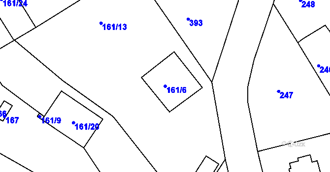 Parcela st. 161/6 v KÚ Dubí-Pozorka, Katastrální mapa