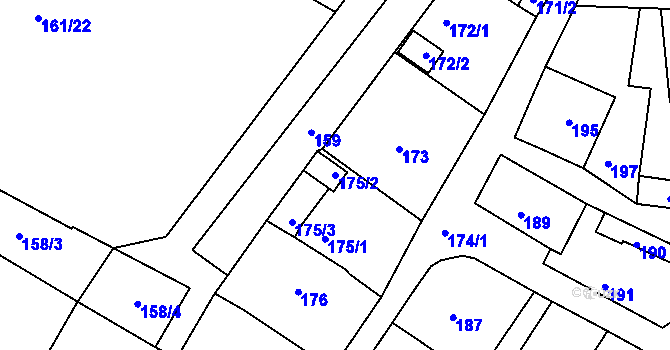 Parcela st. 175/2 v KÚ Dubí-Pozorka, Katastrální mapa