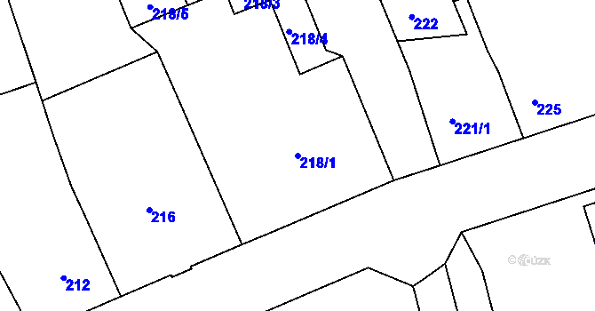 Parcela st. 218/1 v KÚ Dubí-Pozorka, Katastrální mapa