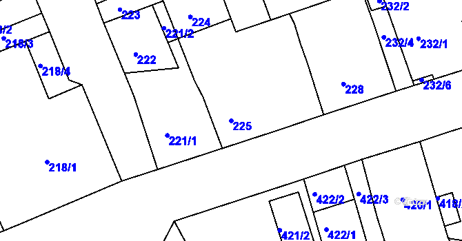 Parcela st. 225 v KÚ Dubí-Pozorka, Katastrální mapa