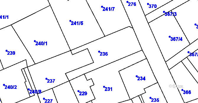 Parcela st. 236 v KÚ Dubí-Pozorka, Katastrální mapa