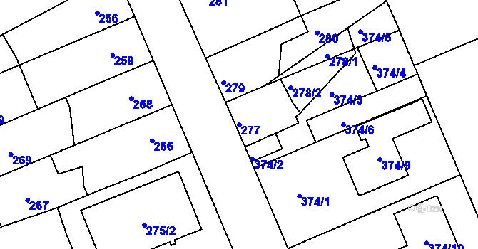 Parcela st. 277 v KÚ Dubí-Pozorka, Katastrální mapa