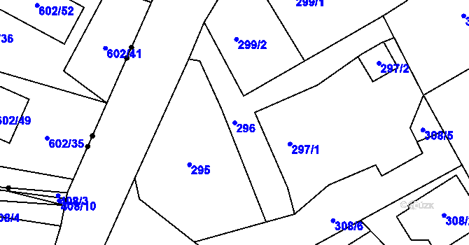 Parcela st. 296 v KÚ Dubí-Pozorka, Katastrální mapa