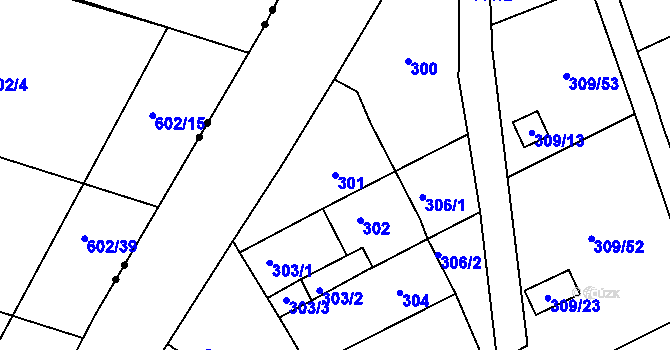 Parcela st. 301 v KÚ Dubí-Pozorka, Katastrální mapa