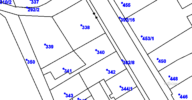 Parcela st. 340 v KÚ Dubí-Pozorka, Katastrální mapa