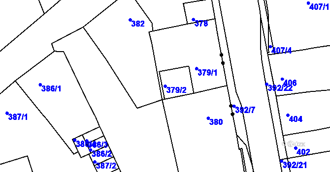 Parcela st. 379/2 v KÚ Dubí-Pozorka, Katastrální mapa