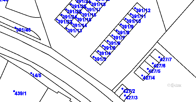 Parcela st. 391/4 v KÚ Dubí-Pozorka, Katastrální mapa