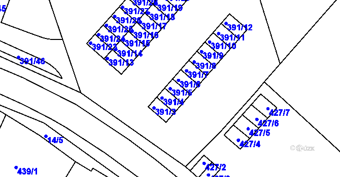 Parcela st. 391/5 v KÚ Dubí-Pozorka, Katastrální mapa