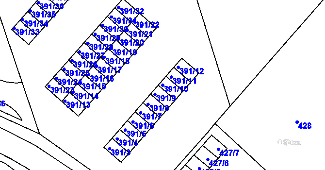 Parcela st. 391/10 v KÚ Dubí-Pozorka, Katastrální mapa
