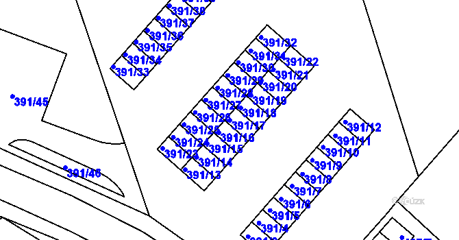 Parcela st. 391/17 v KÚ Dubí-Pozorka, Katastrální mapa