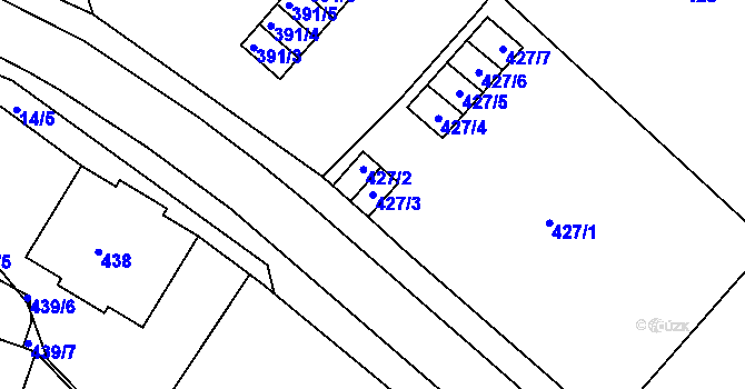 Parcela st. 427/3 v KÚ Dubí-Pozorka, Katastrální mapa