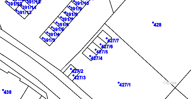 Parcela st. 427/5 v KÚ Dubí-Pozorka, Katastrální mapa
