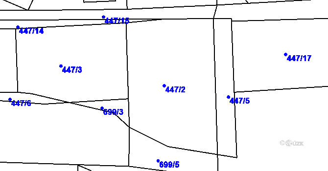 Parcela st. 447/2 v KÚ Dubí-Pozorka, Katastrální mapa
