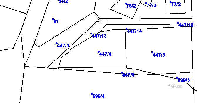 Parcela st. 447/4 v KÚ Dubí-Pozorka, Katastrální mapa