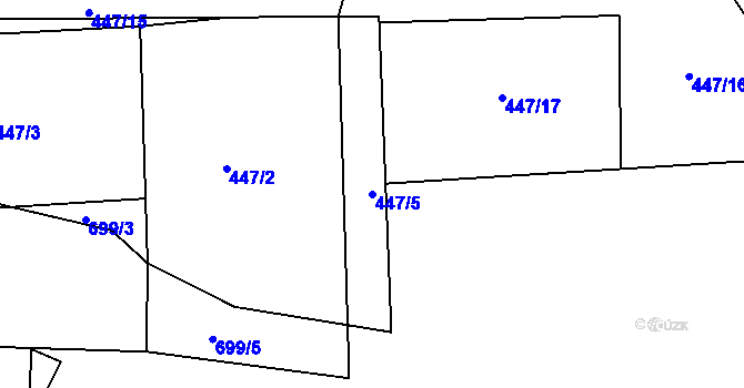 Parcela st. 447/5 v KÚ Dubí-Pozorka, Katastrální mapa