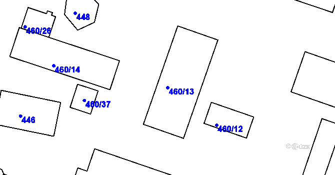 Parcela st. 460/13 v KÚ Dubí-Pozorka, Katastrální mapa