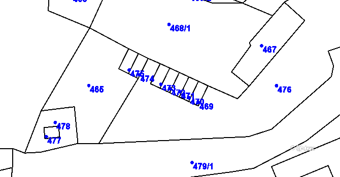 Parcela st. 472 v KÚ Dubí-Pozorka, Katastrální mapa