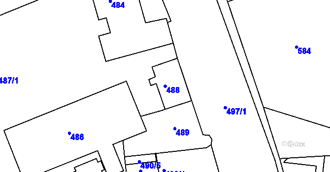 Parcela st. 488 v KÚ Dubí-Pozorka, Katastrální mapa