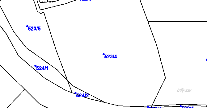 Parcela st. 523/4 v KÚ Dubí-Pozorka, Katastrální mapa