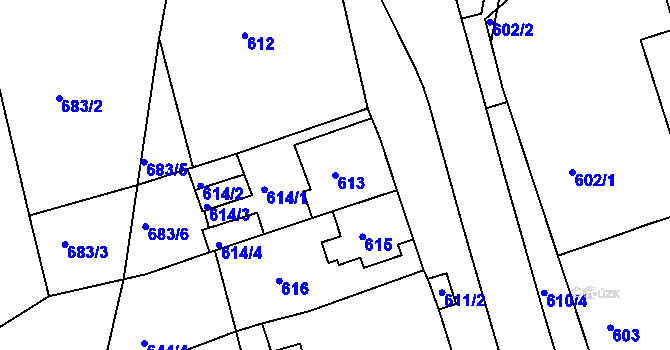 Parcela st. 613 v KÚ Dubí-Pozorka, Katastrální mapa