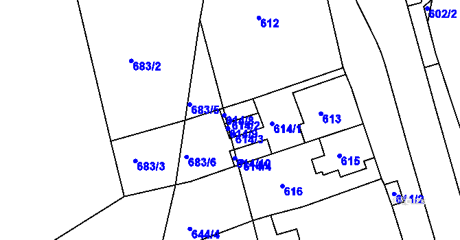 Parcela st. 614/2 v KÚ Dubí-Pozorka, Katastrální mapa