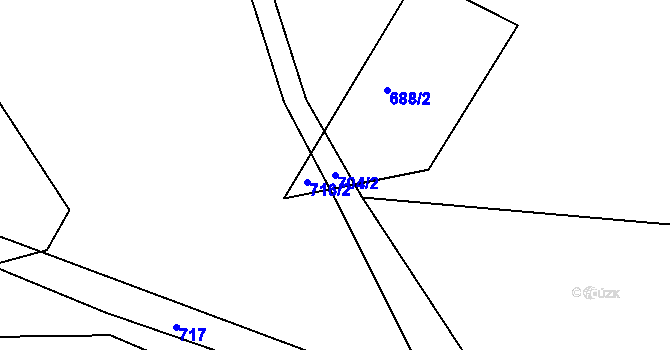Parcela st. 704/2 v KÚ Dubí-Pozorka, Katastrální mapa