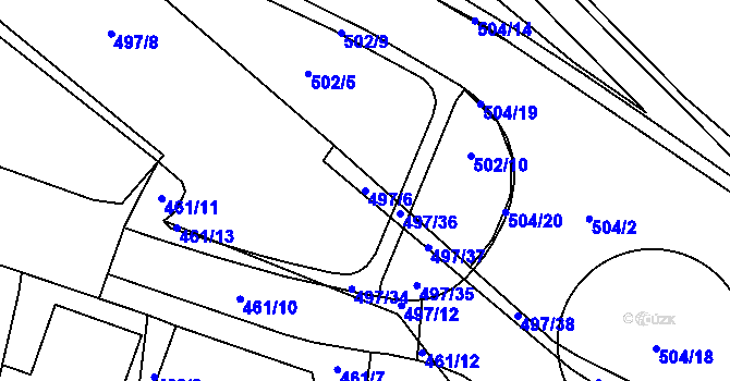 Parcela st. 497/6 v KÚ Dubí-Pozorka, Katastrální mapa