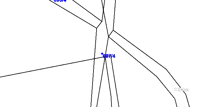 Parcela st. 687/4 v KÚ Dubí-Pozorka, Katastrální mapa