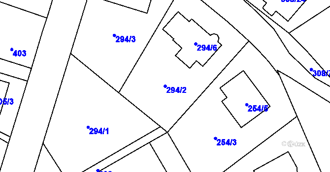 Parcela st. 294/2 v KÚ Dubí-Pozorka, Katastrální mapa