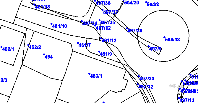 Parcela st. 461/9 v KÚ Dubí-Pozorka, Katastrální mapa
