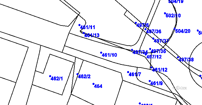 Parcela st. 461/10 v KÚ Dubí-Pozorka, Katastrální mapa