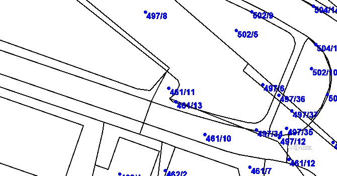Parcela st. 461/11 v KÚ Dubí-Pozorka, Katastrální mapa