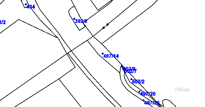 Parcela st. 497/14 v KÚ Dubí-Pozorka, Katastrální mapa