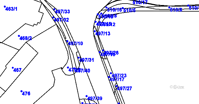 Parcela st. 497/16 v KÚ Dubí-Pozorka, Katastrální mapa