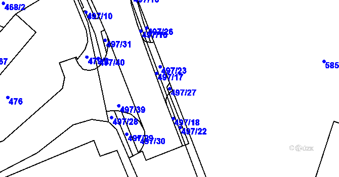 Parcela st. 497/27 v KÚ Dubí-Pozorka, Katastrální mapa
