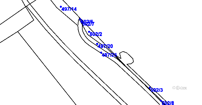 Parcela st. 497/25 v KÚ Dubí-Pozorka, Katastrální mapa