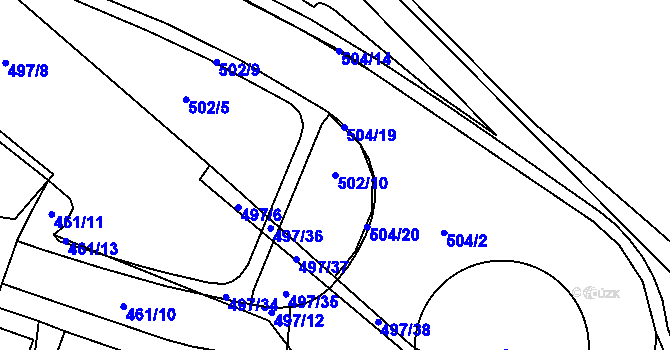 Parcela st. 502/10 v KÚ Dubí-Pozorka, Katastrální mapa