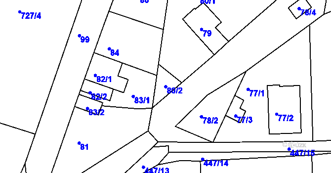 Parcela st. 80/2 v KÚ Dubí-Pozorka, Katastrální mapa
