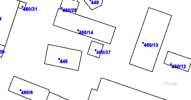 Parcela st. 460/37 v KÚ Dubí-Pozorka, Katastrální mapa